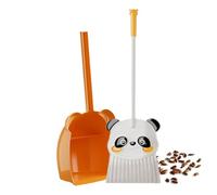 Broom Set, Dustpan Kit, Cartoon Panda Design, 6.69x17.32 Inches, Child Safe Material, Easy Grip Handle, Role Play Cleaning Toy for Boys and Girls Indoor Use, Multicolor