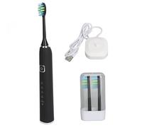 Brosse à Dent électrique, 5 Modes Ipx7 Base de Charge étanche 1200mah Brosse Nettoyage Electrique avec Brosse pour Voyage à la Maison (Noir)