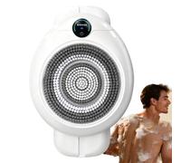 Brosse de douche électrique murale, brosse de bain électrique avec 2 têtes interchangeables, rotation automatique à 360°, grande tête de brosse de 18 cm réglable en hauteur pour un nettoyage en prof