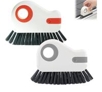 Brosse de nettoyage de rainure 2 en 1, nouvelle brosse de nettoyage de rail de fenêtre multifonction, brosses de poignée de nettoyeur de coulis pour rebord de fenêtre,joint de fenêtre (Gray+Orange)