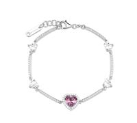 Brosway Bracciale Donna Argento con Cuore Rosa e Cristalli, Modello FTP23
