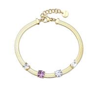 Brosway Bracciale Donna BIG17, Collana in Metallo Dorato con Cristalli, Design Elegante con Pietre Colorate