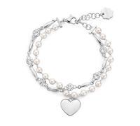 Brosway Bracciale Donna, Bracciale Rigido in Acciaio e Cristalli con Simbolo Cuore | Collezione Chakra - BHKB213