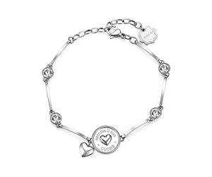 Brosway Bracciale Donna, Bracciale Rigido in Acciaio e Cristalli con Simbolo Cuore | Collezione Chakra - BHKB039