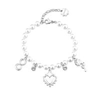 Brosway Bracciale Donna con Perle Bianche, Ciondolo a Cuore in Argento, Cristalli, Elegante Gioiello BHKB279