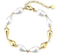 Brosway Bracciale Donna Elegante con Perle Bianche e Dettagli in Oro, Collezione BPC73, Gioiello alla Moda per Occasioni Speciali