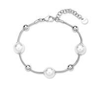 Brosway Bracciale Donna in Bronzo Placcato Argento, Moderno, Catena A Maglie Grandi, 20 cm, Stile Bangle, BPC56