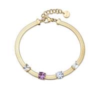 Brosway Bracciale Donna BIG17, Collana in Metallo Dorato con Cristalli, Design Elegante con Pietre Colorate