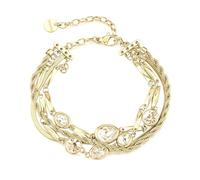 Brosway Bracciale Donna in Acciaio con Cristalli, Multi-Strand, Oro, Modello BYM211