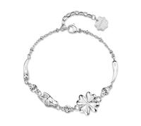 BrosWay Bracciale donna Chakra in acciaio 316L con quadrifoglio e cristalli bianchi – moschettone