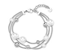 Brosway Bracciale Donna in Argento con Perle e Catena Intrecciata, Modello BPC58, Elegante Gioiello da Polso