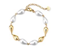 Brosway Bracciale Donna Elegante con Perle Bianche e Dettagli in Oro, Collezione BPC73, Gioiello alla Moda per Occasioni Speciali