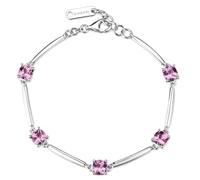 Brosway Bracciale Donna in Argento con Cristalli Rosa a Forma di Cuore, Chiusura a Moschettone, 18 cm, Collezione Affinity FTP06