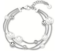 Brosway Bracciale Donna in Argento con Perle e Catena Intrecciata, Modello BPC58, Elegante Gioiello da Polso