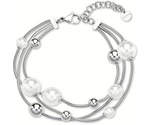 Brosway Bracciale Donna in Argento con Perle e Catena Intrecciata, Modello BPC58, Elegante Gioiello da Polso