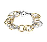 Brosway Bracciale in Acciaio, Doppio Anello, Bicolore Oro e Argento, Modello BAU12