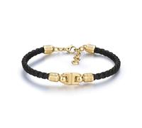 BRACCIALE KNOCKER CORDINO NERO PVD ORO UOMO BROSWAY