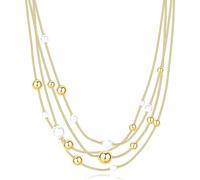 Brosway Collana da Donna in Acciaio, BPC51, Sfere Dorate e Bianche, Stile Elegante