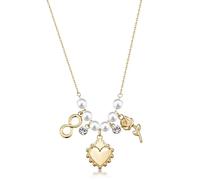 Brosway Collana Donna con Perle e Cristalli, Ciondolo a Cuore in Oro, Catena Elegante BHKN184