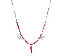 Brosway Collana Donna, Collana in Acciaio e Cristalli con Simbolo Cornetto/quadrifoglio | Collezione Chant - BAH59
