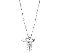 BrosWay Collana Donna BHKN055 – Acciaio e Cristalli con Simbolo Acchiappasogni, Collezione Chakra