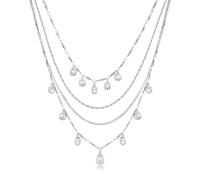 Brosway Collana Donna in Acciaio, Modello BYM203, Girocollo Multi-Filo con Cristalli