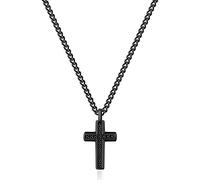 BrosWay Collana Lunga Uomo Backliner BBC03 - Acciaio con Zirconia cubica e Simbolo Croce