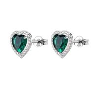 BROSWAY FANCY ORECCHINI A LOBO CUORE CON ZIRCONI IN ARGENTO925 FLG146 LIFE GREEN