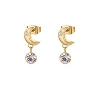 Brosway Orecchini Donna, Orecchini Pendenti in Acciaio e Cristalli con Simbolo Luna | Collezione CHAKRA - BHKE181