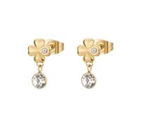 Brosway Orecchini Donna Pendenti in Acciaio | Orecchini Pendenti con Cristalli e Simbolo Quadrifoglio | Collezione CHAKRA - BHKE183