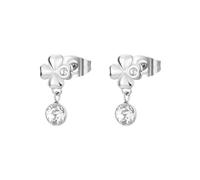 Brosway Orecchini Donna Pendenti in Acciaio | Orecchini Pendenti con Cristalli e Simbolo Quadrifoglio | Collezione CHAKRA - BHKE182