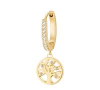 Brosway Orecchino Singolo Donna a Cerchio in Acciaio | Orecchini a Cerchio con Cristalli e Simbolo Albero Della Vita | Collezione CHAKRA - BHKE005