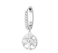 Brosway Orecchino Singolo Donna a Cerchio in Acciaio | Orecchini a Cerchio con Cristalli e Simbolo Albero Della Vita | Collezione CHAKRA - BHKE004