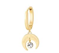 Brosway Orecchino Singolo Donna, Orecchino a Cerchio in Acciaio e Cristalli con Simbolo Luna | Collezione CHAKRA - BHKE008