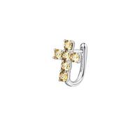 Brosway Orecchino Singolo Donna, Orecchino a Lobo in Argento e Energy Yellow con Simbolo Croce | Collezione FANCY - FEY10
