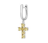 Brosway Orecchino Singolo Donna, Orecchino Pendente in Argento e Energy Yellow con Simbolo Croce | Collezione FANCY - FEY09