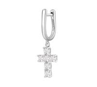 Brosway Orecchino Singolo Donna, Orecchino Pendente in Argento e Infinite White con Simbolo Croce | Collezione FANCY - FIW22