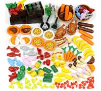 BroTex City - Set di mattoncini alimentari, 136 pezzi, per persone e amici, casa, cucina, mini fattoria, ristorante, giocattoli, per bambini dai 6 ai 12 anni