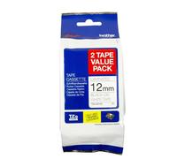 Brother Black On White Labelling Tape Twin Pack Qualiity Chemical Fade Resistant
