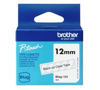 Brother Btag-131 | Nastro originale per etichettatrici PTN10 PTN20, PTN25BT | Nero su Trasparente | Ampiezza 12 mm | Lunghezza 4 m
