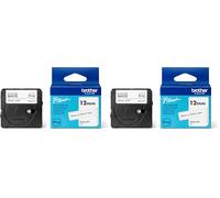 Brother Btag-231 | Nastro originale per etichettatrici PTN10 PTN20, PTN25BT | Nero su Bianco | Ampiezza 12 mm | Lunghezza 4 m (Confezione da 2)