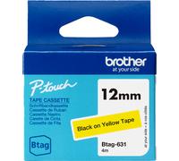 Nastro per etichette Brother BTAG-631 nero su giallo 12 mm x 4 m