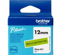 P-TOUCH BTAGG31 - Nastro laminato, nero su verde, 12 mm, etichetta