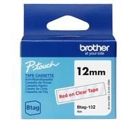 BROTHER - BTAG132 - Brother - Nastro adesivo - Rosso-Trasparente - 12mm x 4mt - BTAG132 - BROBTAG132 - Conf. da 1 Pz. - BTAG132