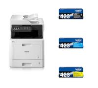 Brother DCPL8410CDW Multifunzione Laser a Colori, 31 ppm Kit toner originali colori TN423BK fino a 6.500 pag e TN423C/M/Y da 4.000 pag cad