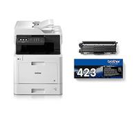 Brother DCPL8410CDW Stampante Laser Multifunzione a Colori 3 in 1, 31 ppm, Wi-Fi, Ethernet & TN-423BK Toner Originale, Alta Capacità, fino a circa 6500 Pagine