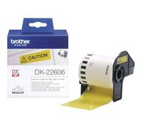 Brother DK-22606 Nastro di Etichette di Pellicola a Lunghezza Continua, Nero e Giallo, Dimensione 62 mm, Lunghezza 15.24 m