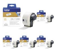 Brother DK11208 Etichette per Indirizzi, Nero/Bianco (Confezione da 5)