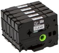 Brother HGE-131V5-Nastro Laminato, 12 mm, Nero/Trasparente