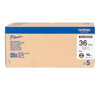 Brother HGE261V5 Nastro Laminato, 36 mm, Nero/Bianco, 5 Pezzi 36 mm Multicolore